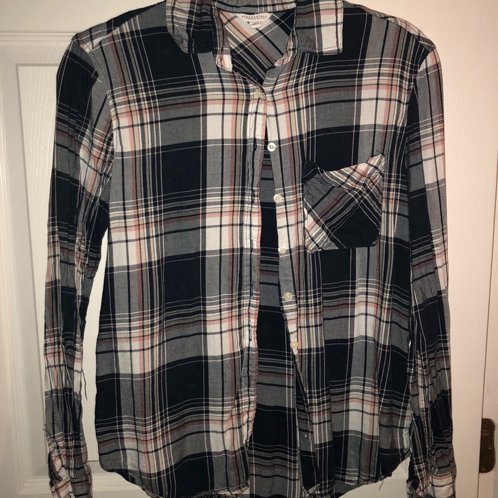 Pink and navy flannel